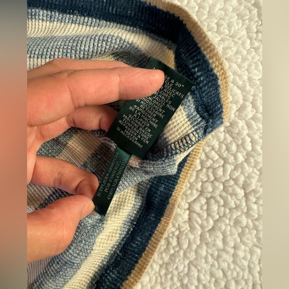 Ralph Lauren stripes navy beige with tie long sleeves top - Picture 7 of 10